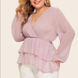Surplice Ruffle Tiered Layer Hem Blouse